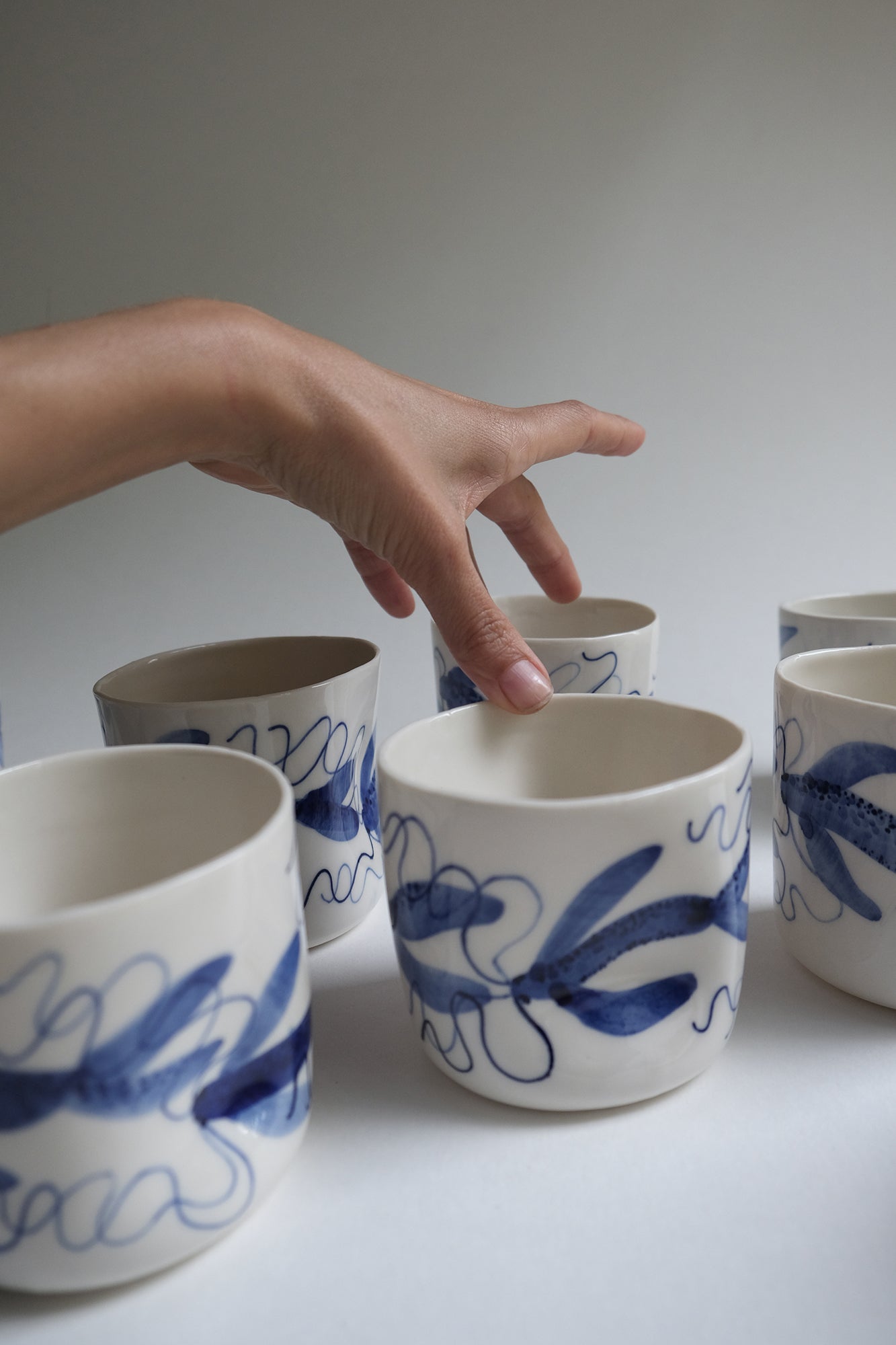 Porcelain Latte cup, Blue Fish Collection
