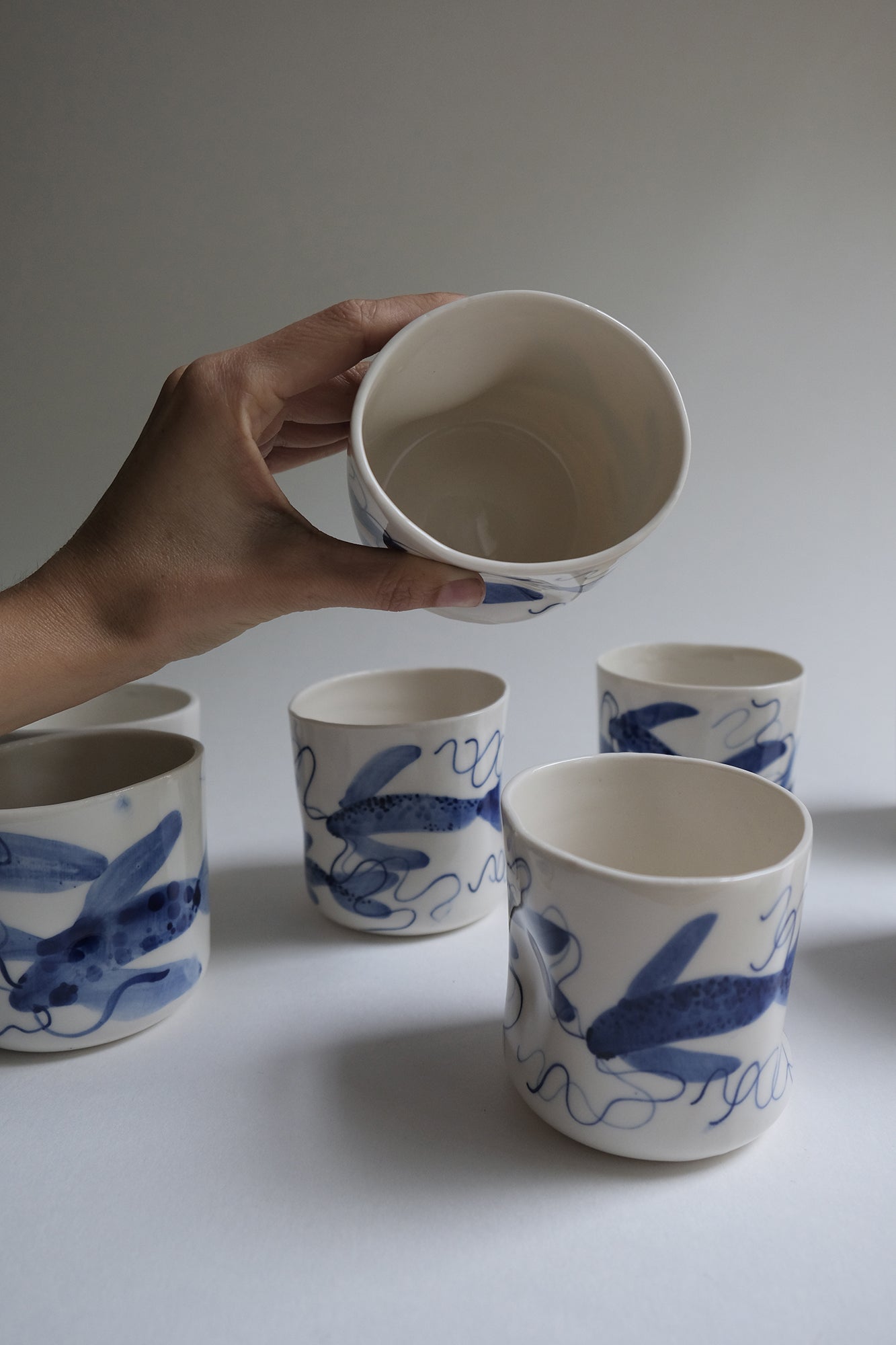Porcelain Latte cup, Blue Fish Collection