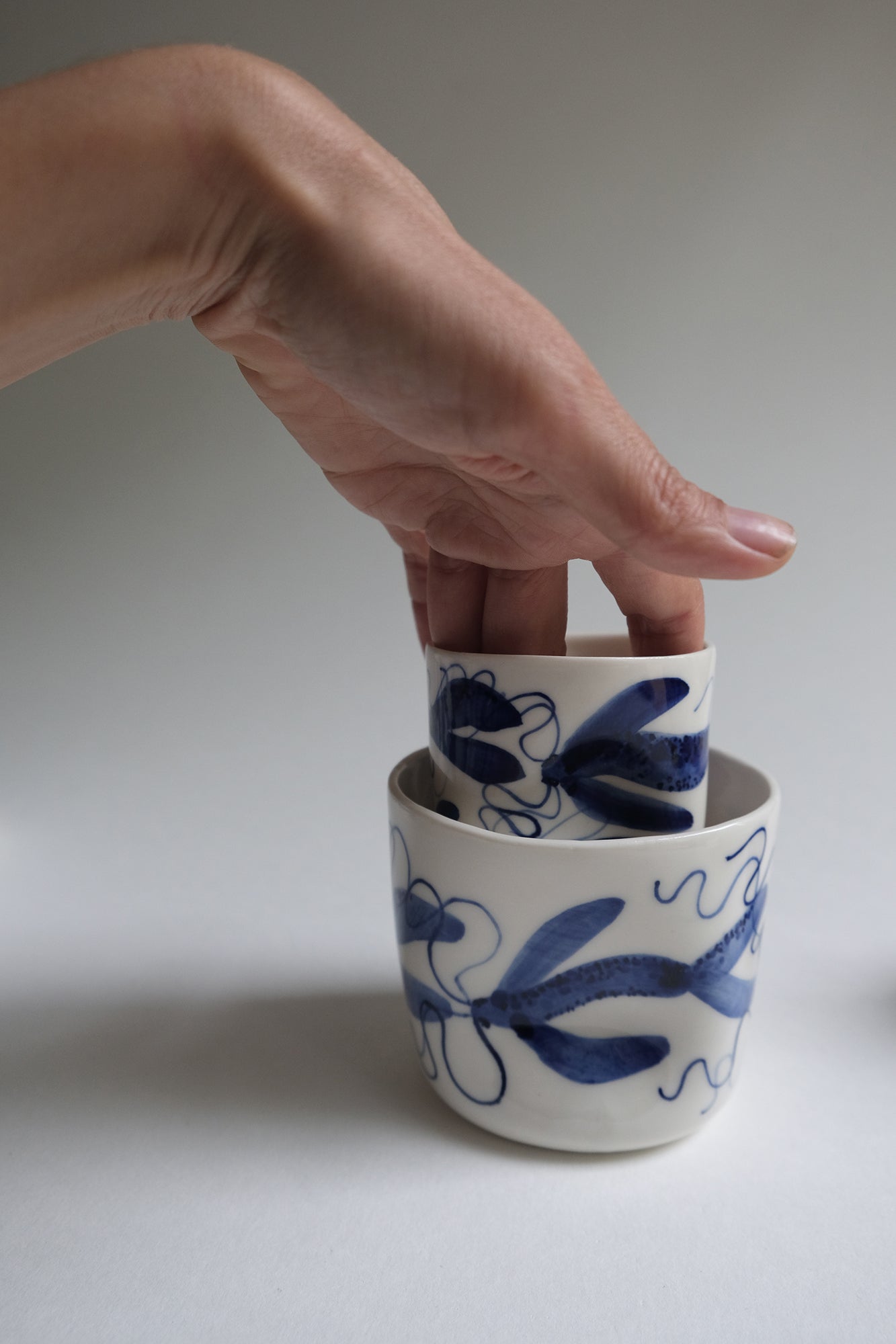Porcelain Latte cup, Blue Fish Collection