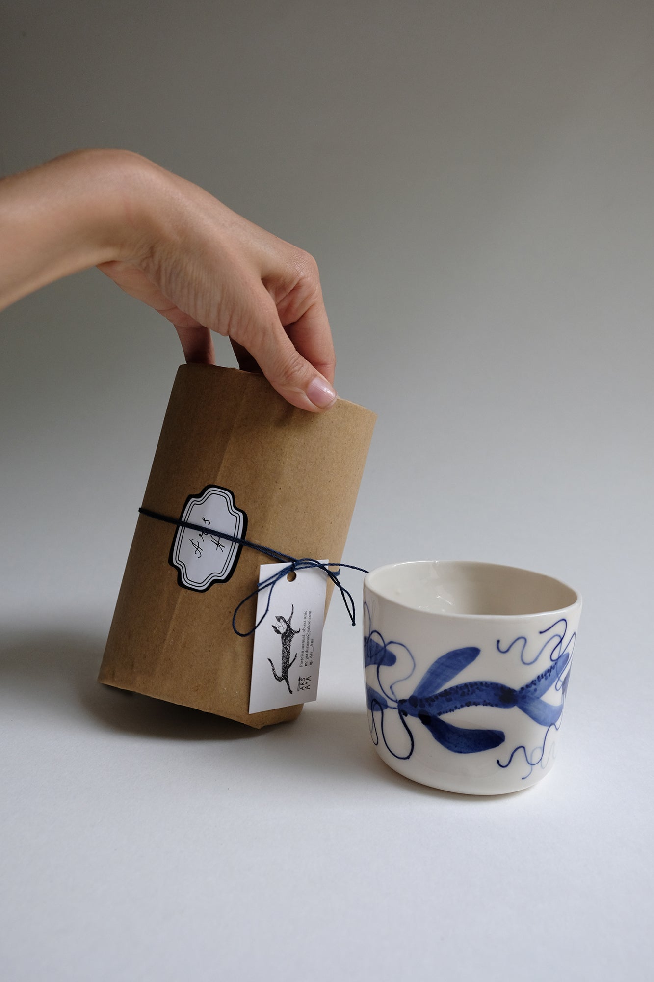Porcelain Latte cup, Blue Fish Collection