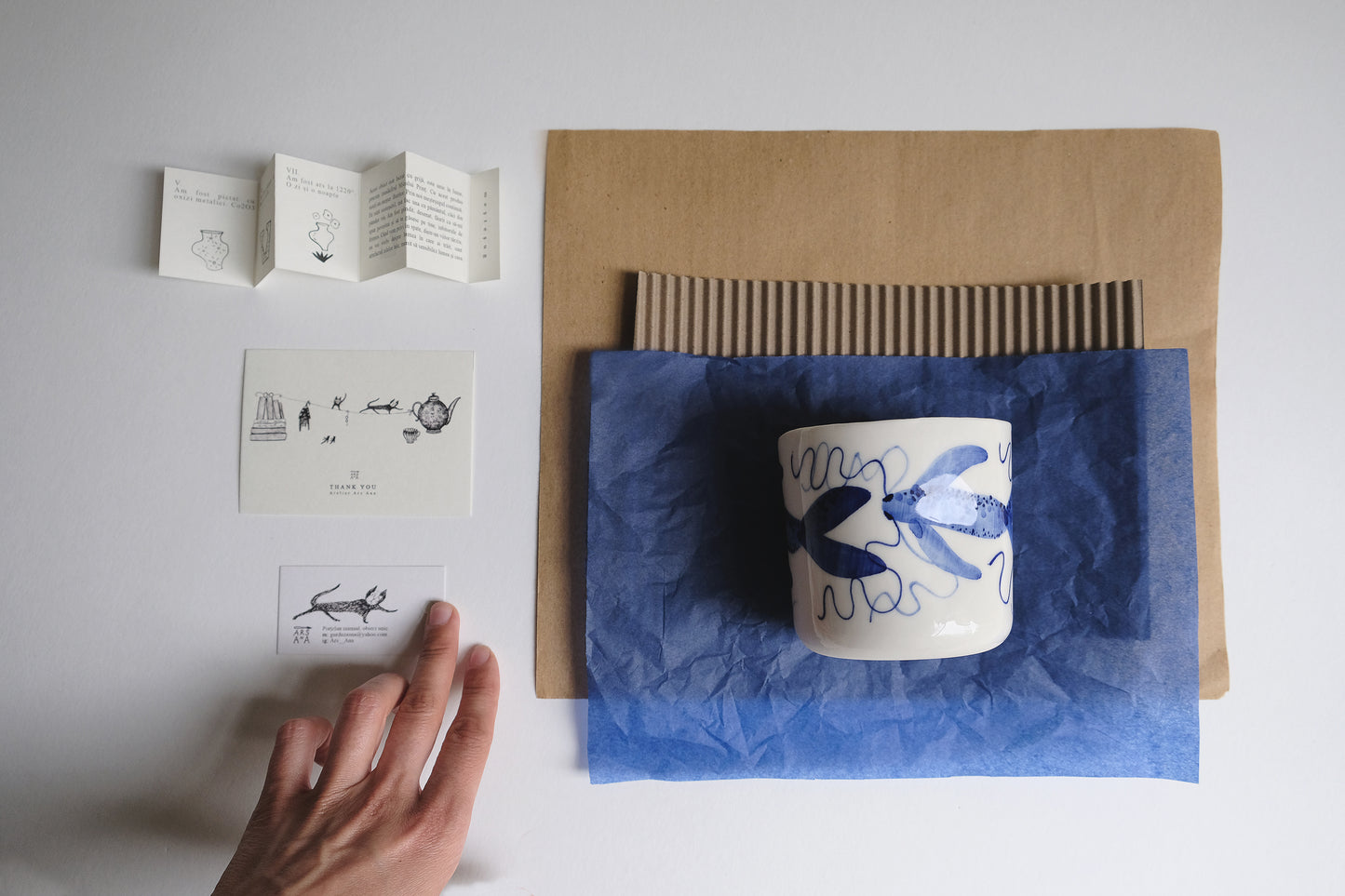 Porcelain Latte cup, Blue Fish Collection