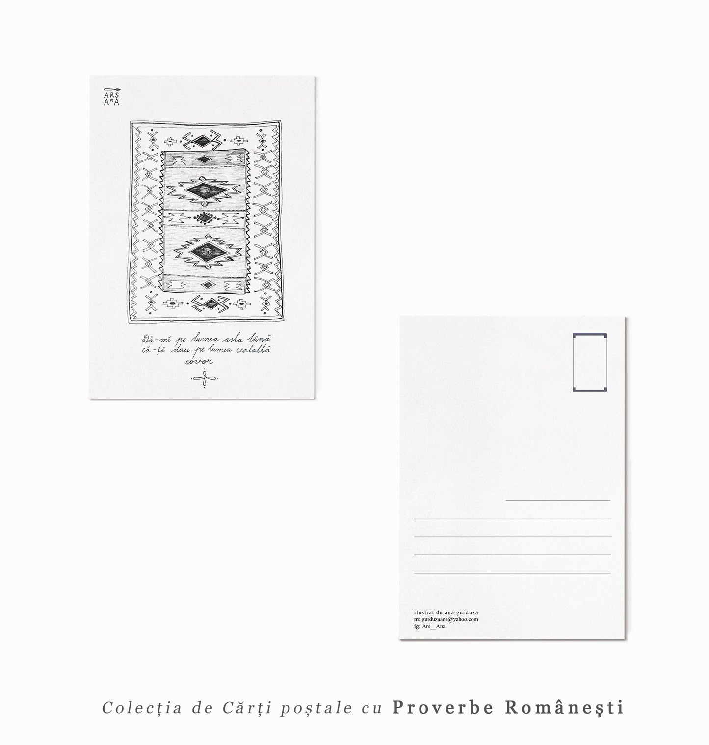 Single Illustrated Postcard, Collection of Romanian Proverbs