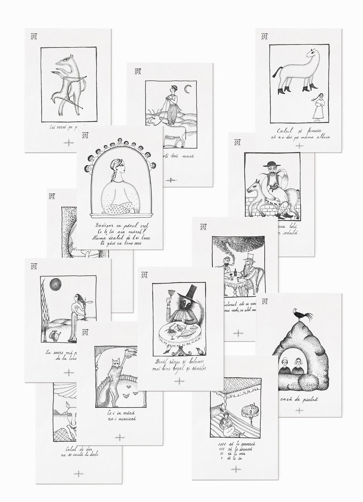 Single Illustrated Postcard, Collection of Romanian Proverbs