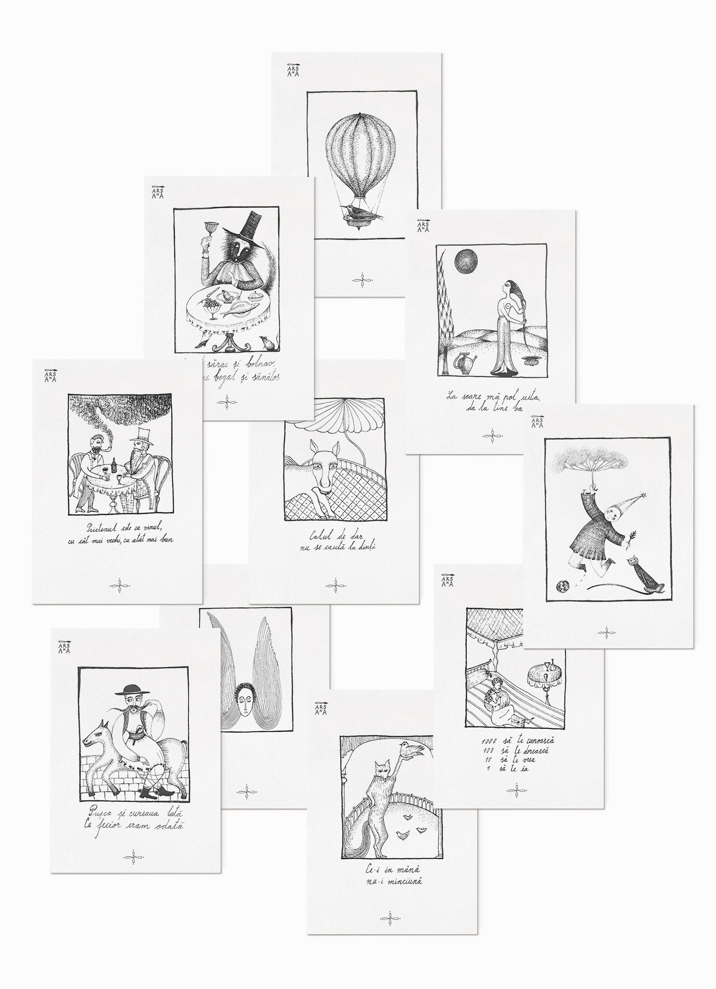 Single Illustrated Postcard, Collection of Romanian Proverbs