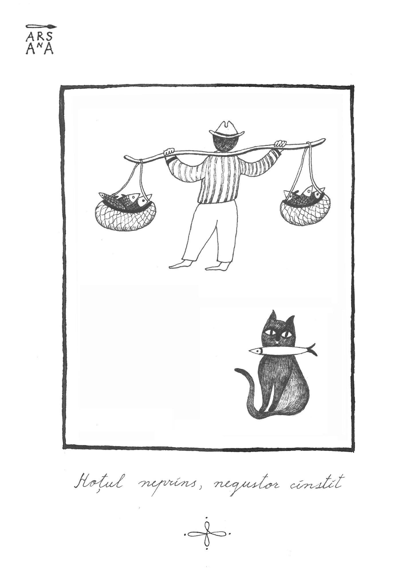 Single Illustrated Postcard, Collection of Romanian Proverbs