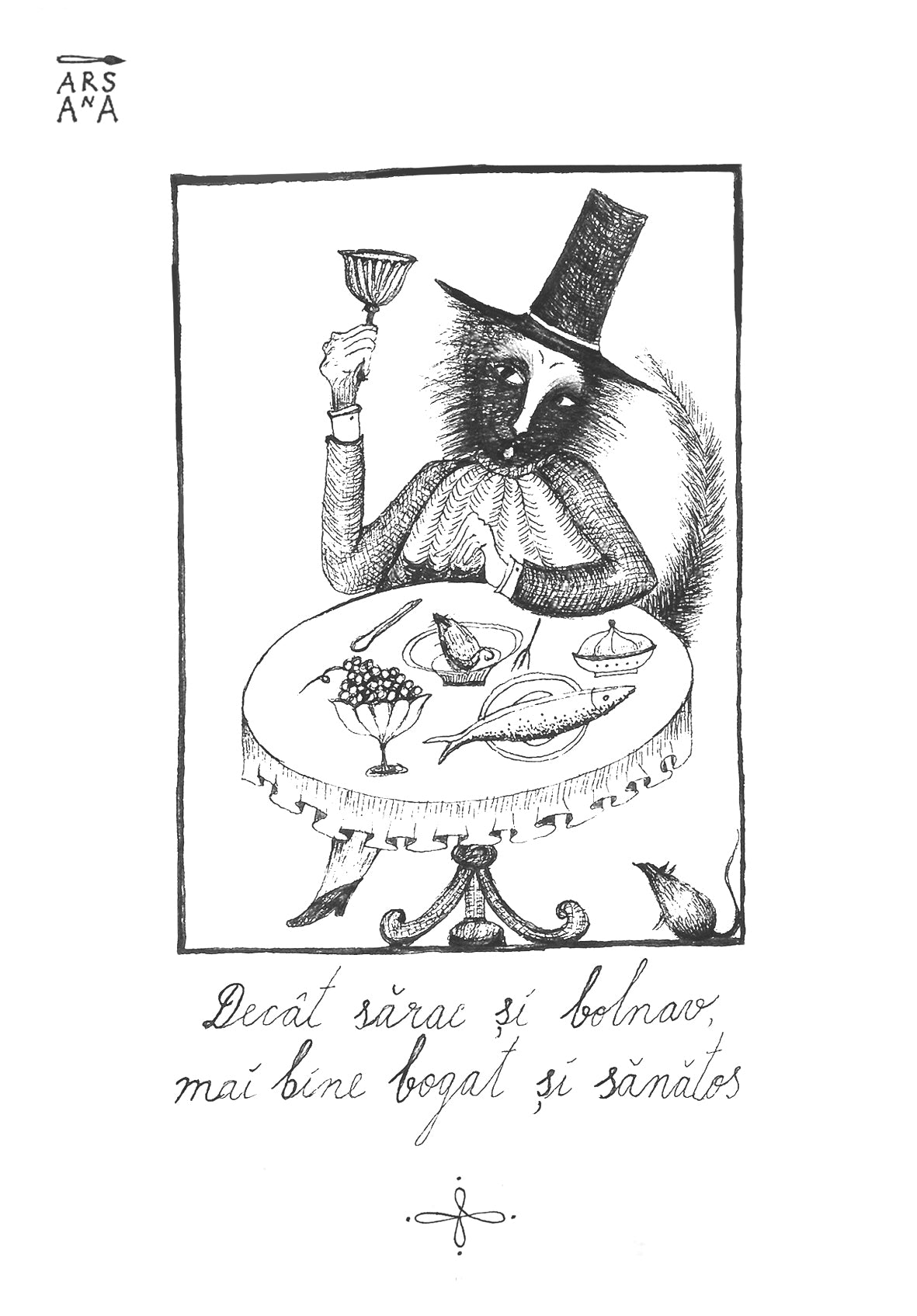Single Illustrated Postcard, Collection of Romanian Proverbs