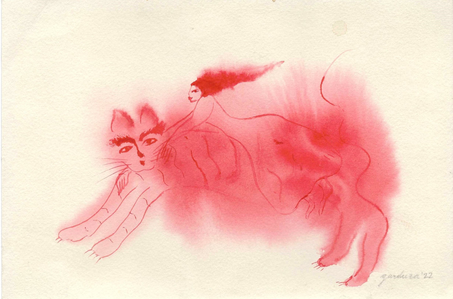 Woman on Cat