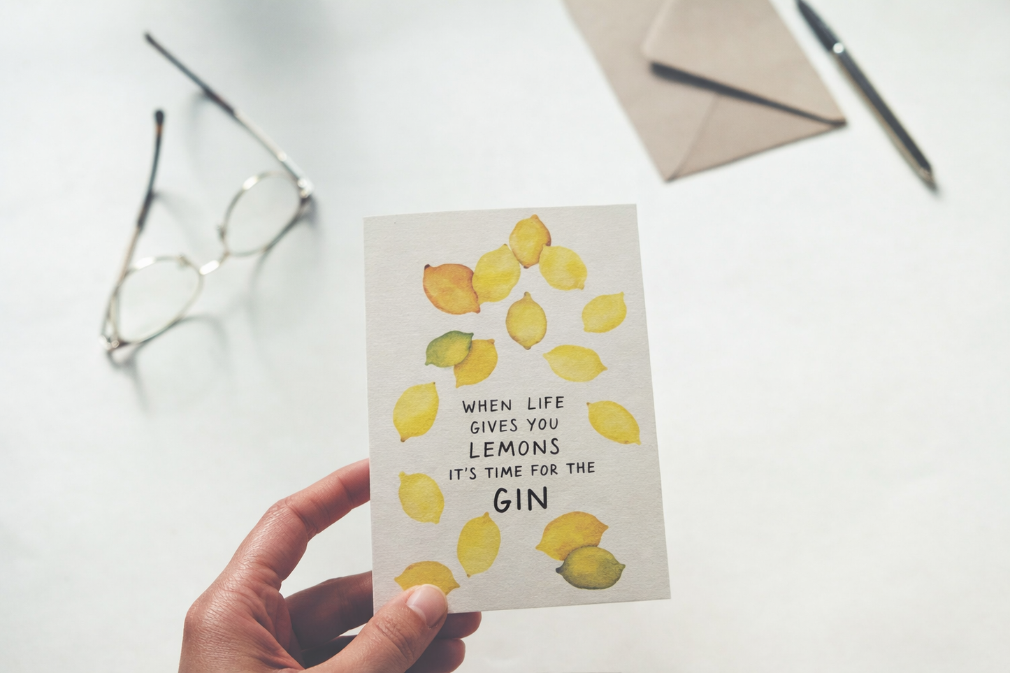 When Life Hands You Lemons It’s Time for Gin, A6, with Envelope