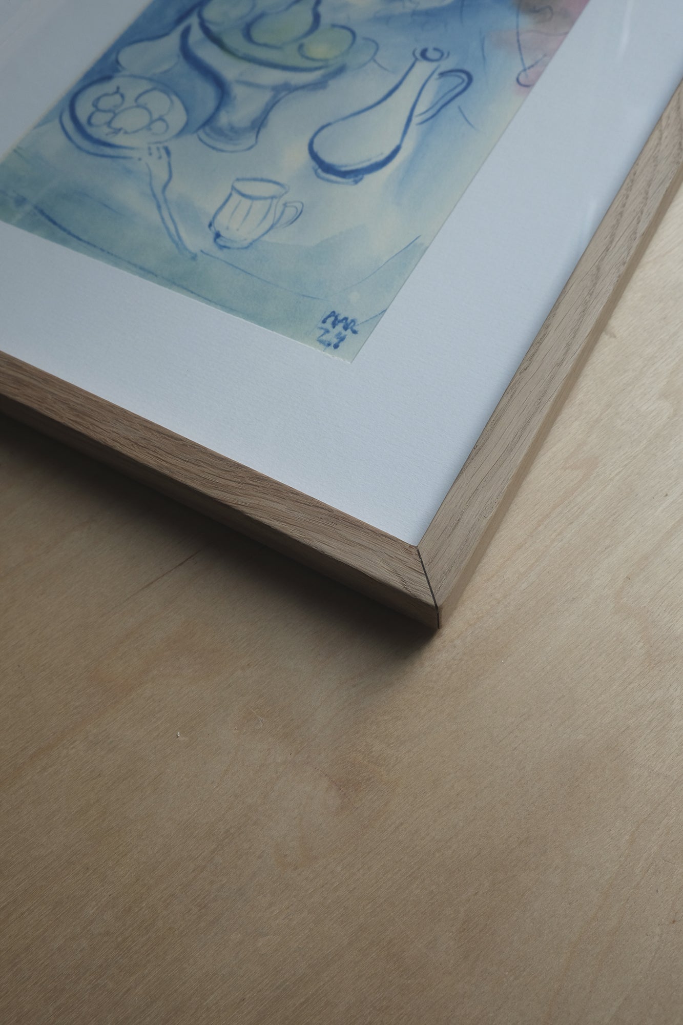Wooden frame with glass and Passpartout