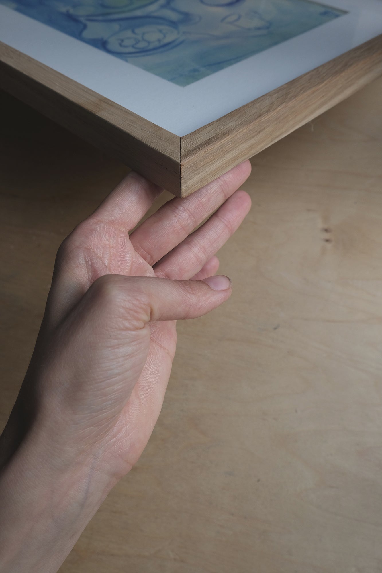 Wooden frame with glass and Passpartout