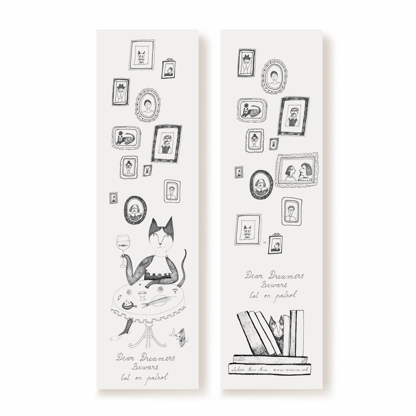 Cat Bookmark, Illustrated Literary Gift for Book Lovers