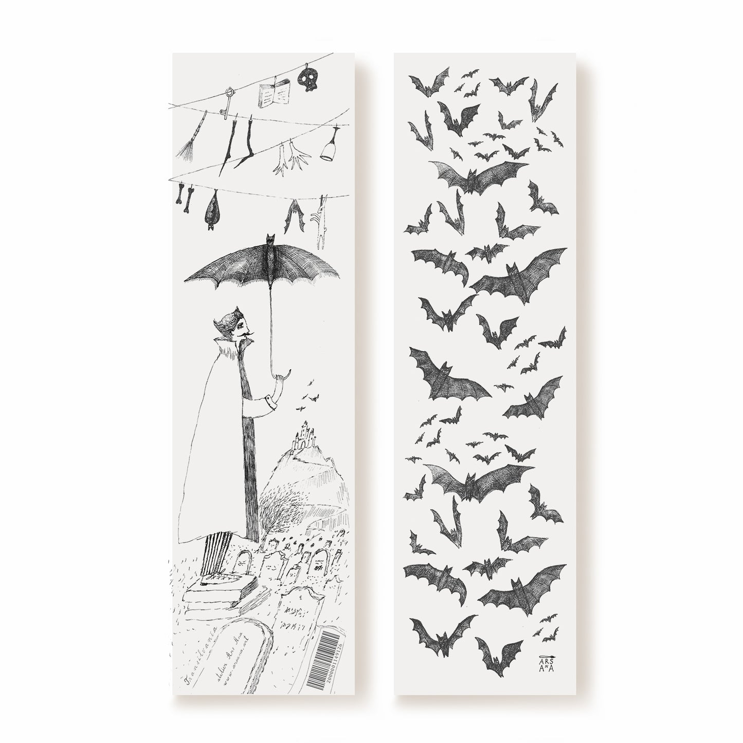 Dracula at Cemetery Bookmark, Illustrated Literary Gift for Book Lovers