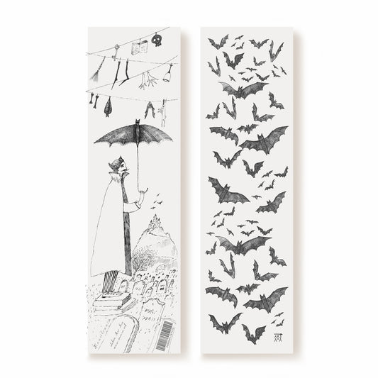 Dracula at Cemetery Bookmark, Illustrated Literary Gift for Book Lovers