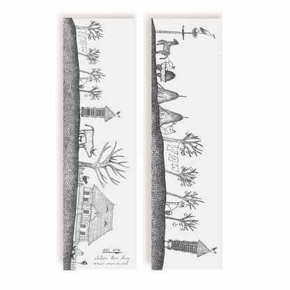 Village Life Bookmark, Illustrated Literary Gift for Book Lovers