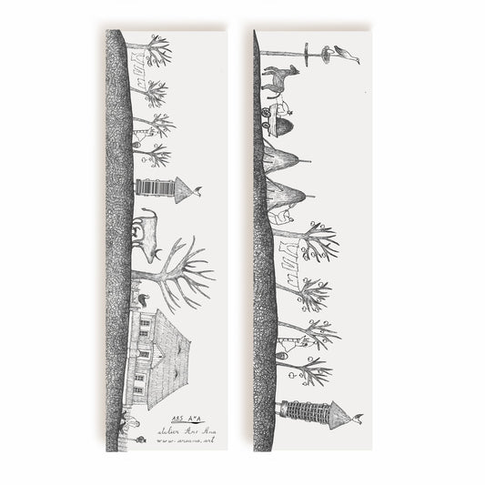 Village Life Bookmark, Illustrated Literary Gift for Book Lovers