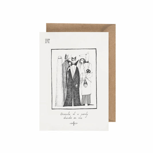 Dracula at a party, Drinks on me day, A6 with Recycled Envelope