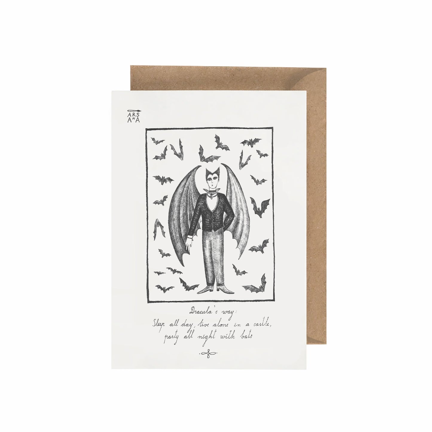 Dracula's way: Sleep all day, live alone in a castle, party all night with bats, A6 with Recycled Envelope
