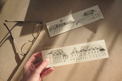 Medieval Town Bookmark, Illustrated Literary Gift for Book Lovers