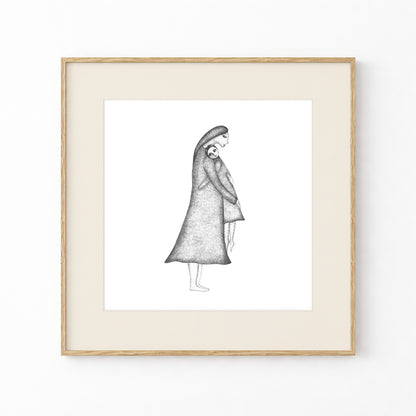 Mother and Child Art Print, Tale ink Series
