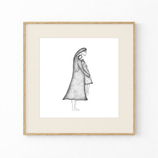Mother and Child Art Print, Tale ink Series