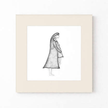 Mother and Child Art Print, Tale ink Series