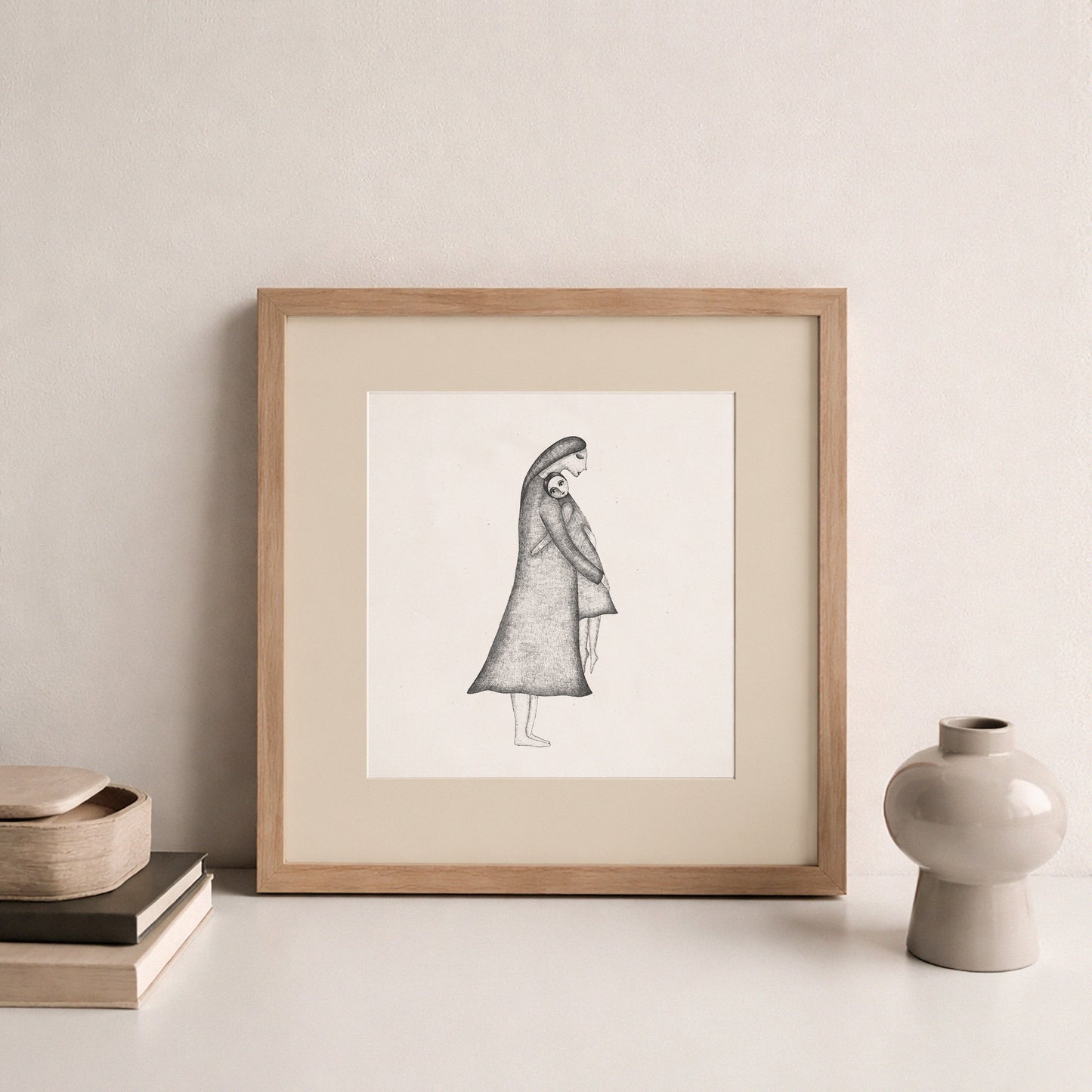 Mother and Child Art Print, Tale ink Series