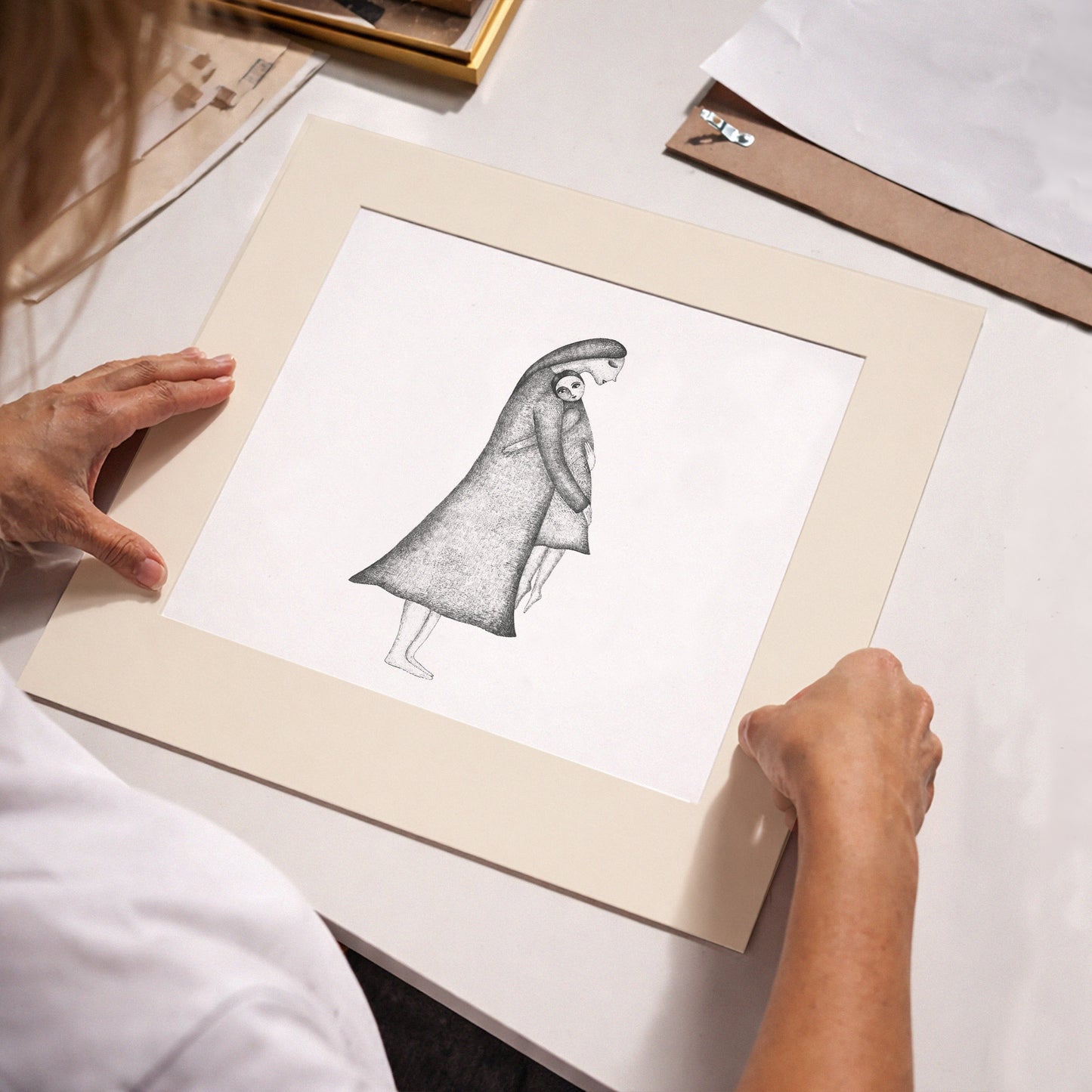Mother and Child Art Print, Tale ink Series