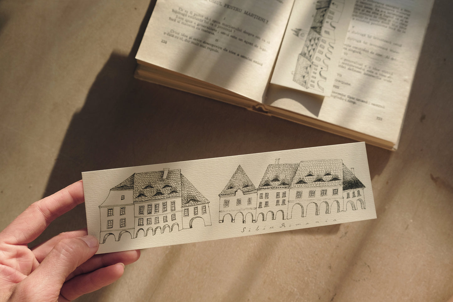 Medieval Town Bookmark, Illustrated Literary Gift for Book Lovers