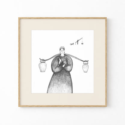 Romanian Folk Art Print, Tale ink Series