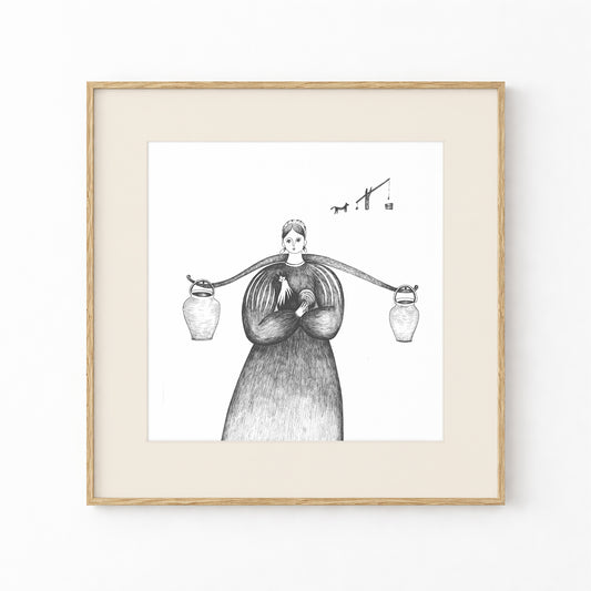 Romanian Folk Art Print, Tale ink Series