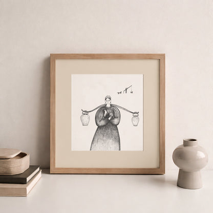 Romanian Folk Art Print, Tale ink Series