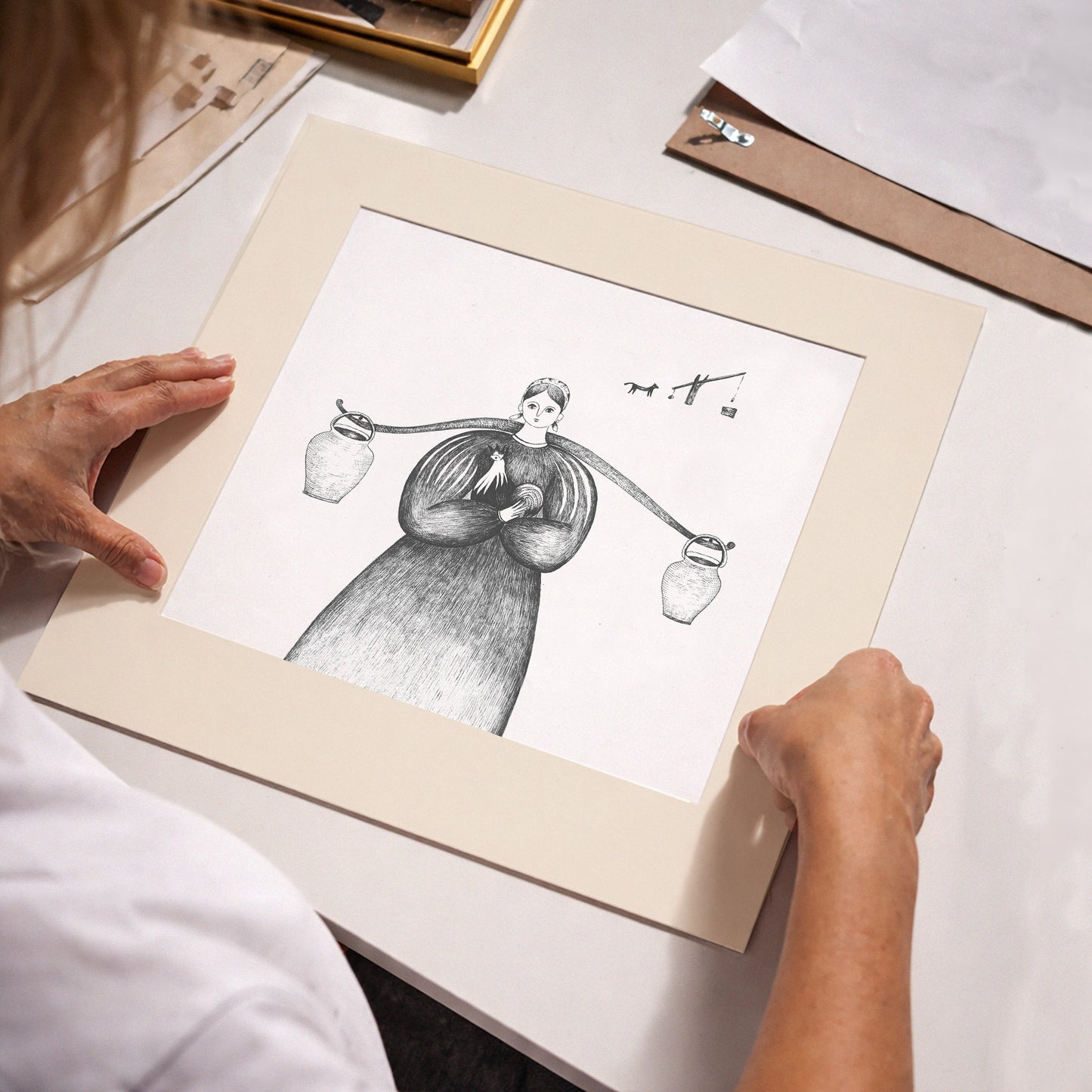 Romanian Folk Art Print, Tale ink Series
