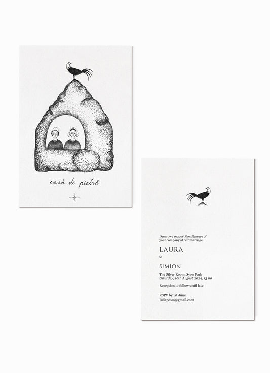 Wedding invitation, set of 50, Stone house