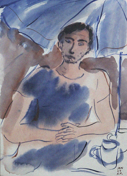 Portrait of a man with a coffe