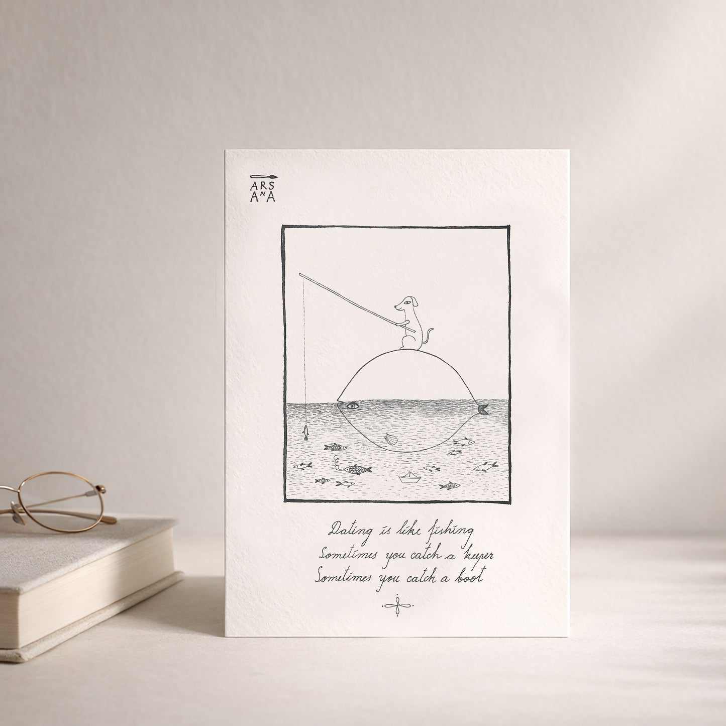 Funny & Dating Postcard, Dating Is Like Fishing, A6, with Envelope