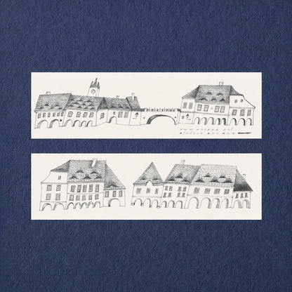 Medieval Town Bookmark, Illustrated Literary Gift for Book Lovers