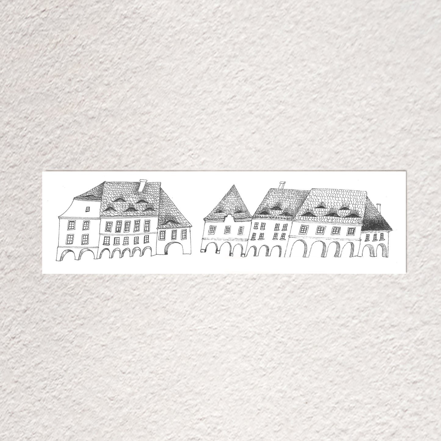 Medieval Town Bookmark, Illustrated Literary Gift for Book Lovers