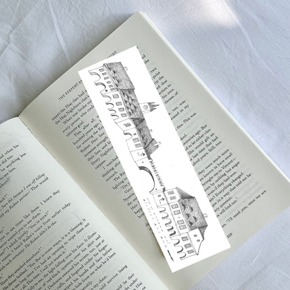 Medieval Town Bookmark, Illustrated Literary Gift for Book Lovers