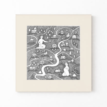 Village Art Print, Tale ink Series