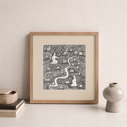Village Art Print, Tale ink Series
