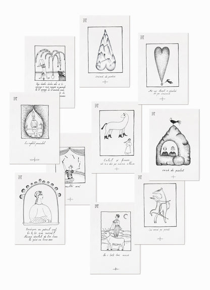 Illustrated Postcards,  Collection of Romanian Proverbs, Set of 20 pieces in a box