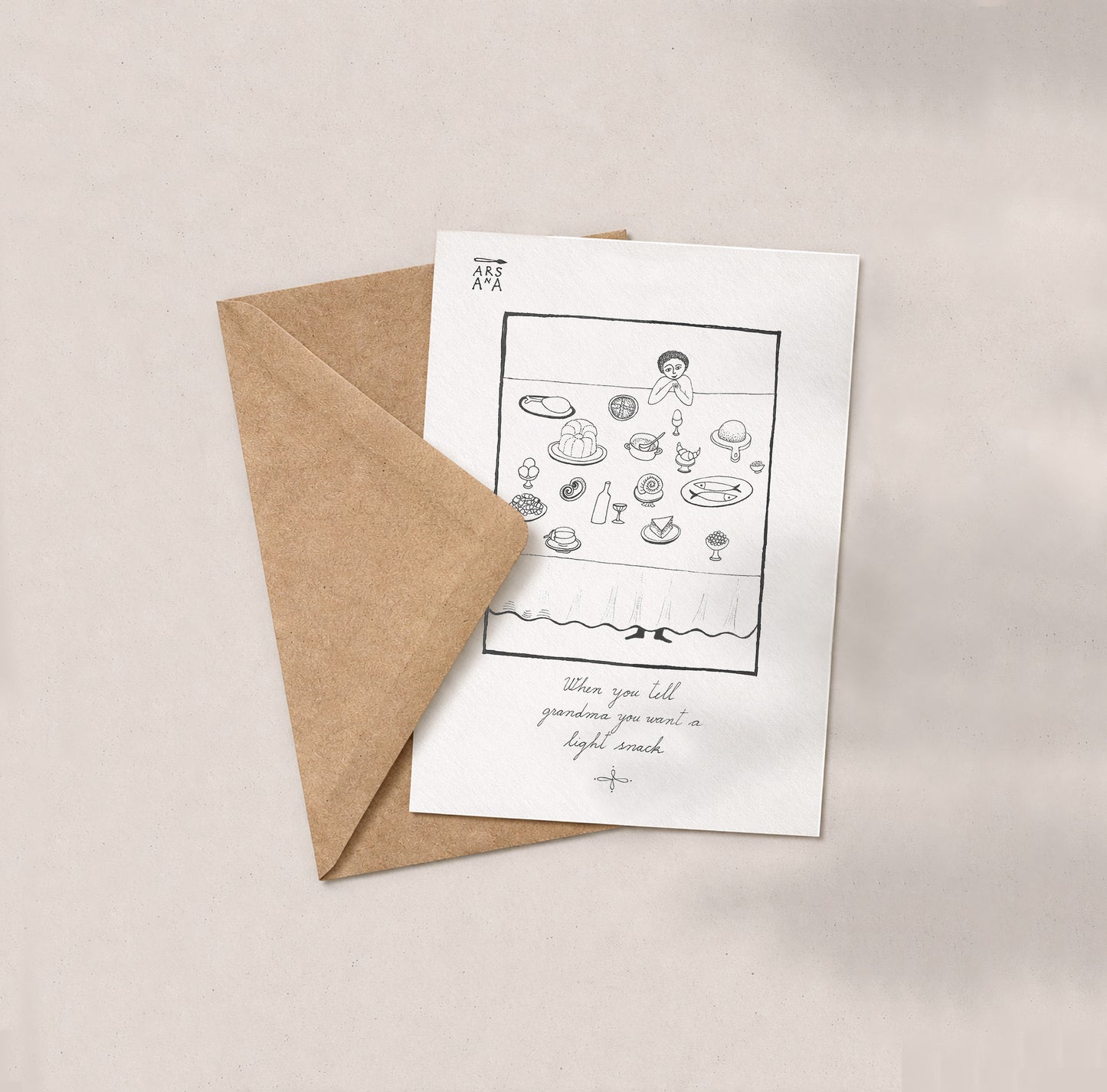 Funny & Family Postcard, Grandma’s Light Snack, A6, with Envelope