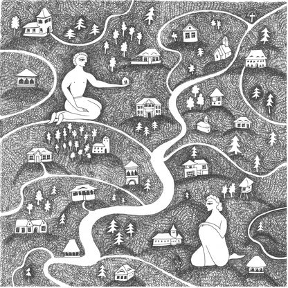 Village Art Print, Tale ink Series