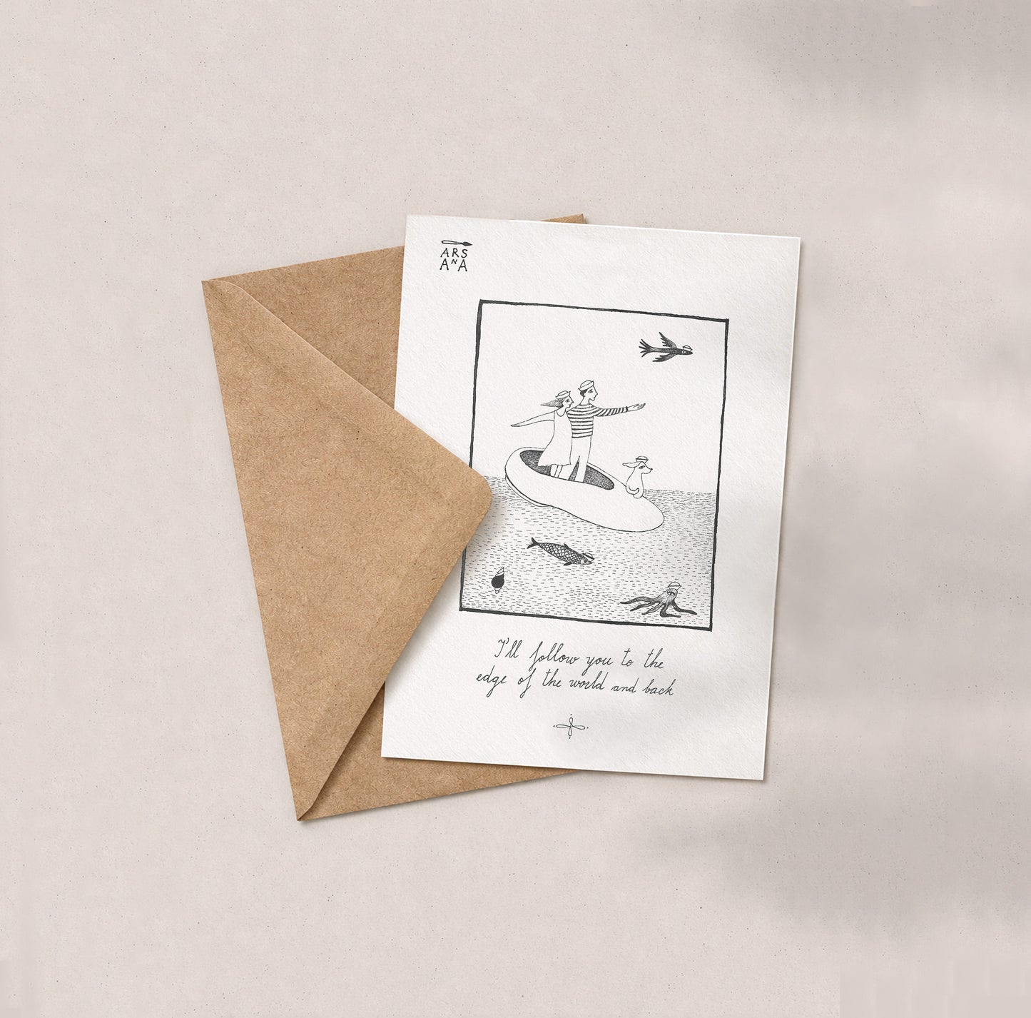 Love & Devotion Postcard, To the Edge of the World and Back, A6, with Envelope