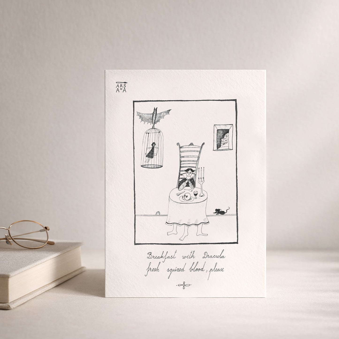 Breakfast with Dracula, Fresh squeezed blood, please, A6 with Recycled Envelope