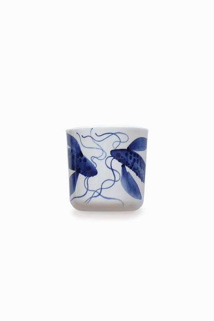 Porcelain esspresso cup, Blue Fish Collection