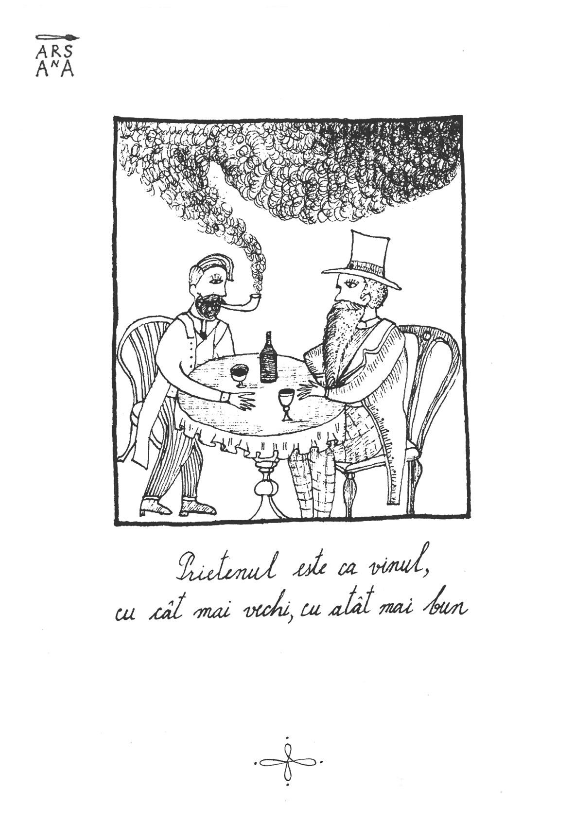 Prietenul este ca vinul, cu cât mai vechi, cu atât mai bun, Colecția Proverbe Românești Ilustrate