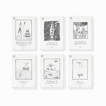 English Sayings Collection, Set of 12 Illustrated A6 Cards with Envelopes