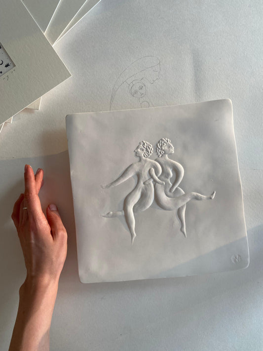 Ceramic Wall Basorelief The Lovers