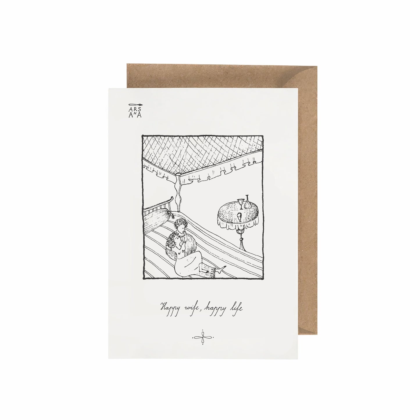 Anniversary & Love Postcard, Happy Wife Happy Life, A6, with Envelope